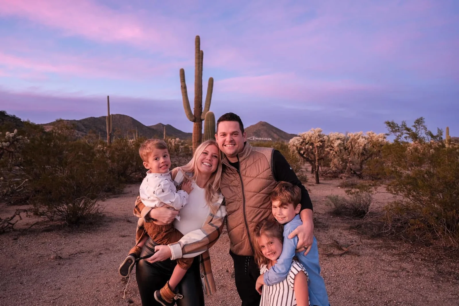 All five of us under an Arizona sky.