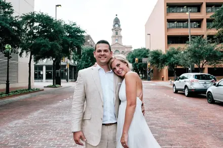 A moment together from our wedding photos.