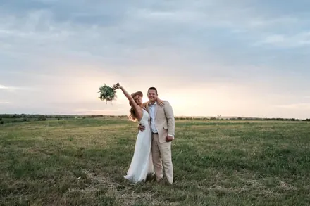 A wedding photo with room to breathe.
