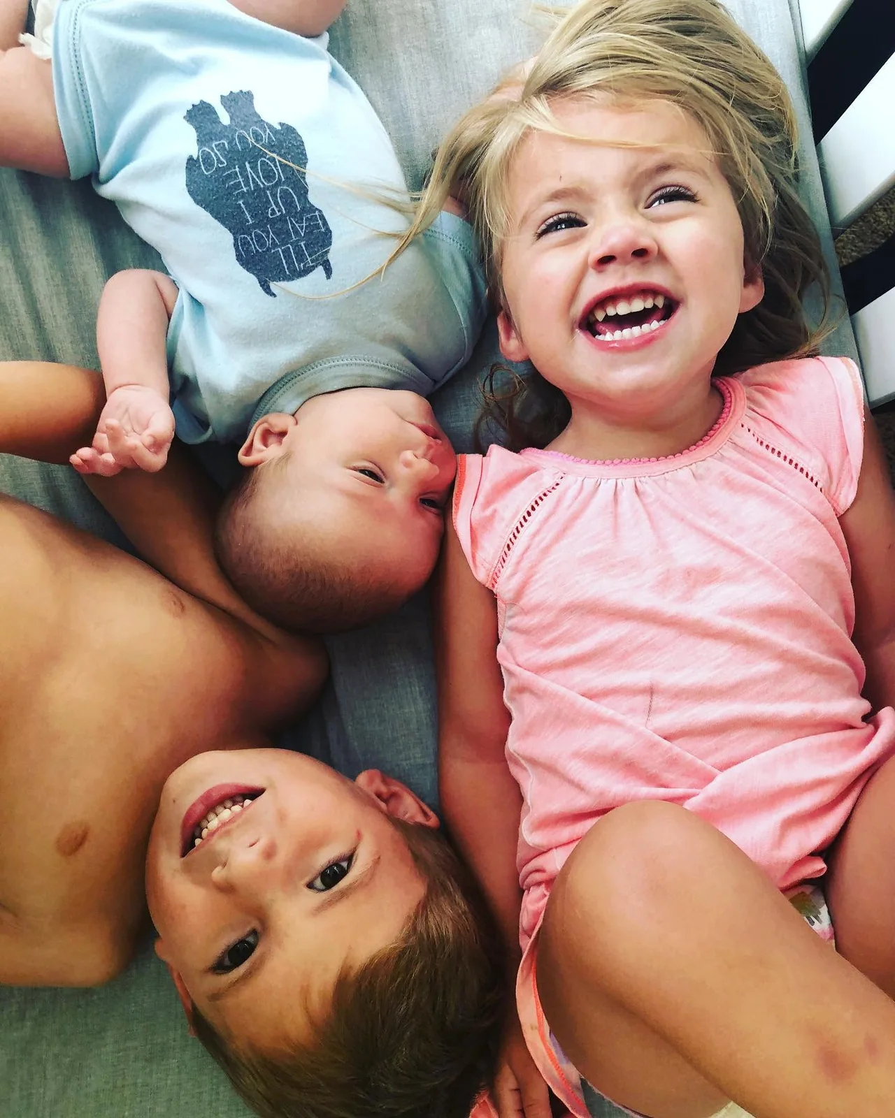 Three kids, all together.
