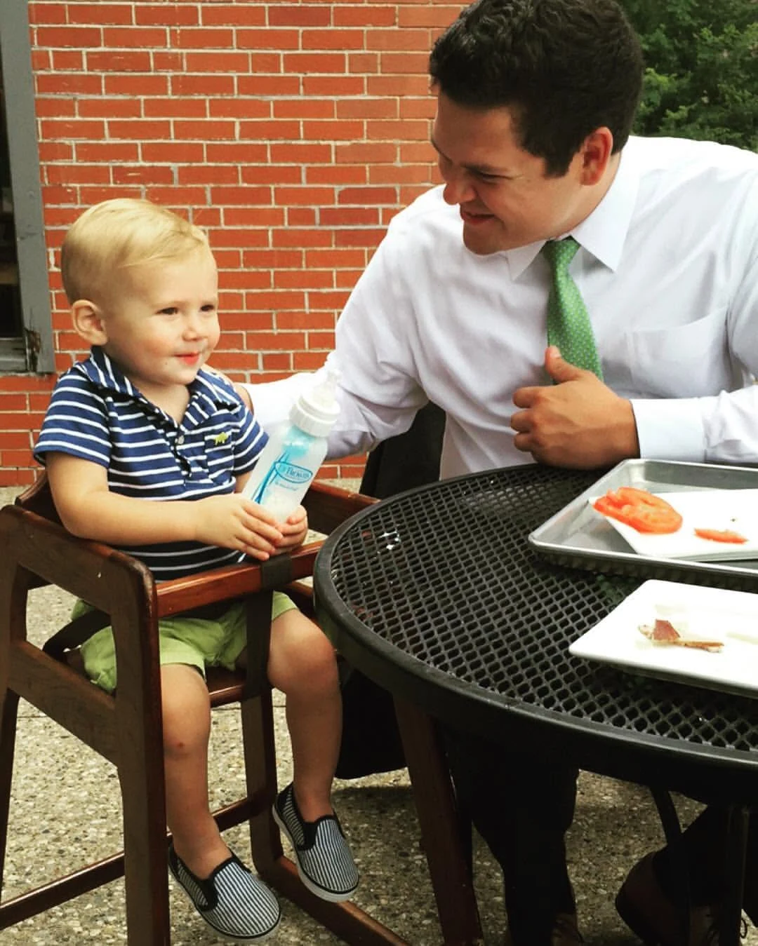 Lunch and a little family time during the Merrill years.